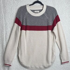 Roots Cabin 50th Anniversary Colorblock Knit Sweater Size XL in Cream Red Gray